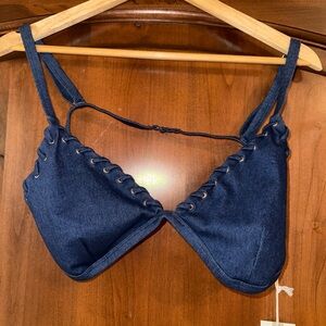 Good American Swim Denim Bikini Top